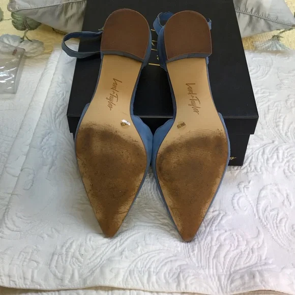 Lord & Taylor Blue Scalloped Ankle Strap Heels - Picture 6 of 8